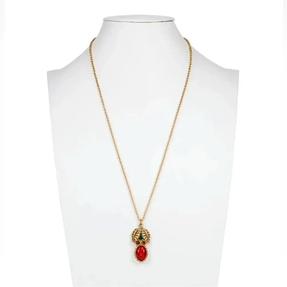 Patricia Nash Gold-Tone Leaf & Multicolor Stone 28" Long Pendant Necklace NWT - Picture 3 of 10